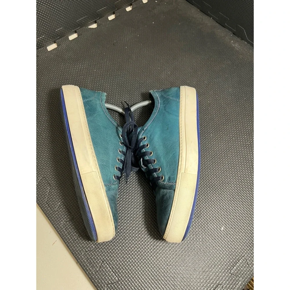 Saks Fifth Avenue Men Blue Leather Sneakers STAN 17 Classic Size 7 Made In Italy